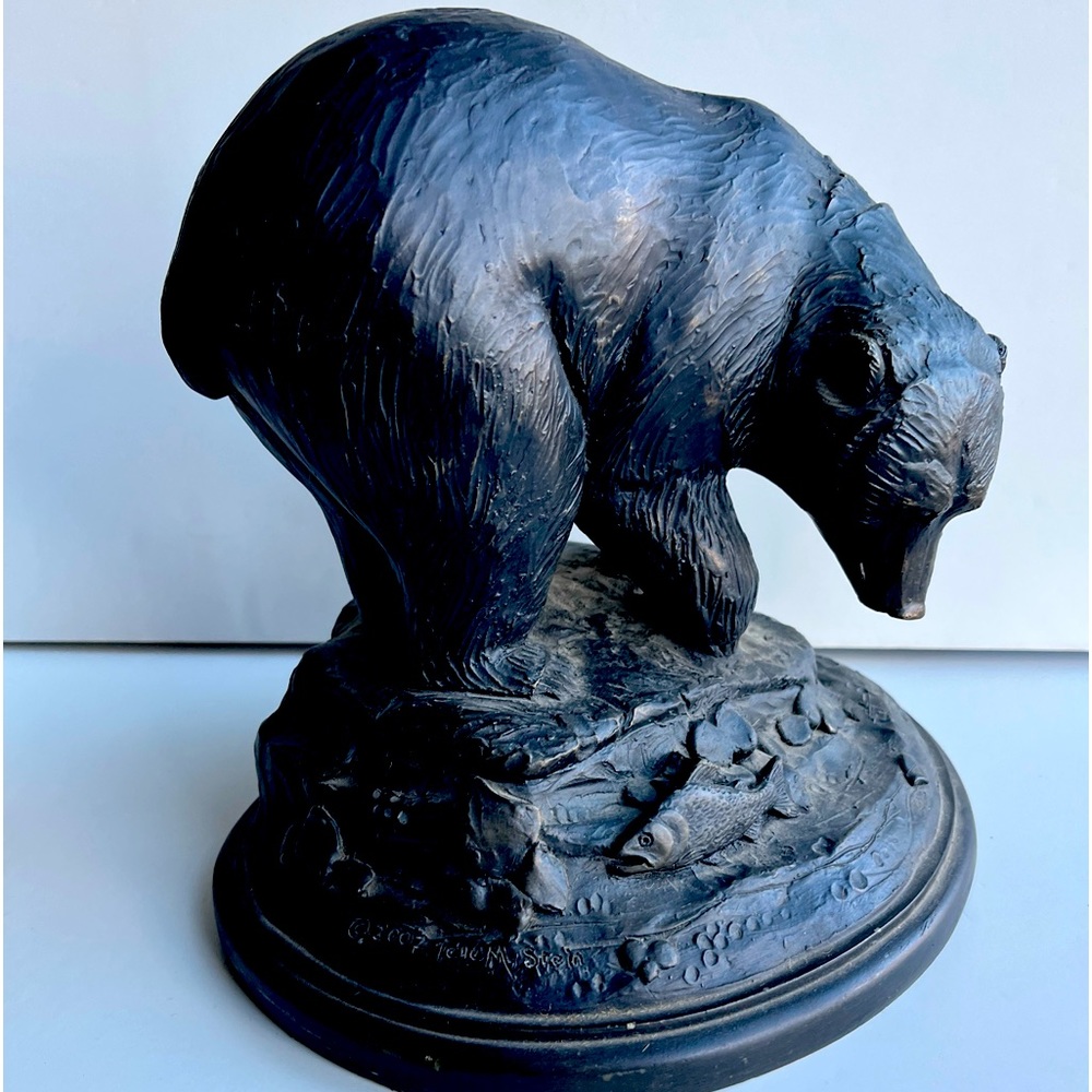 VTG Signed Black Bear Sculpture